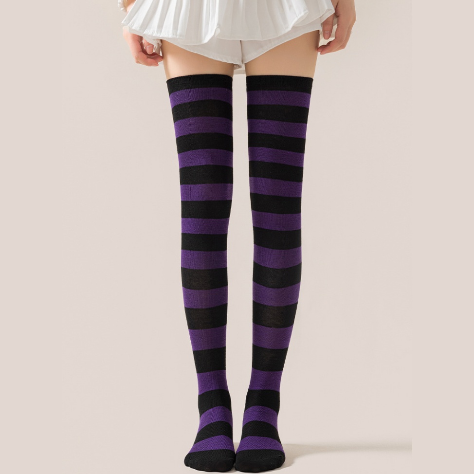 Womens Novelty Striped Over-the-Knee Socks